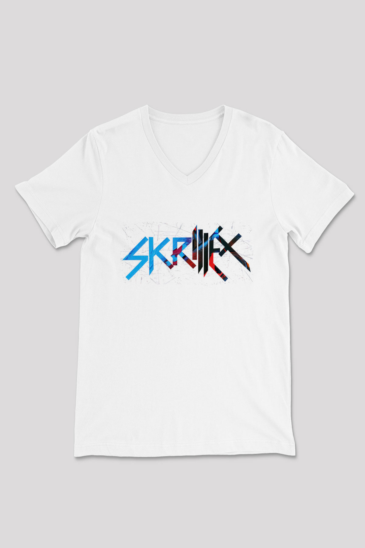 Skrillex Beyaz Unisex V Yaka Tişört
