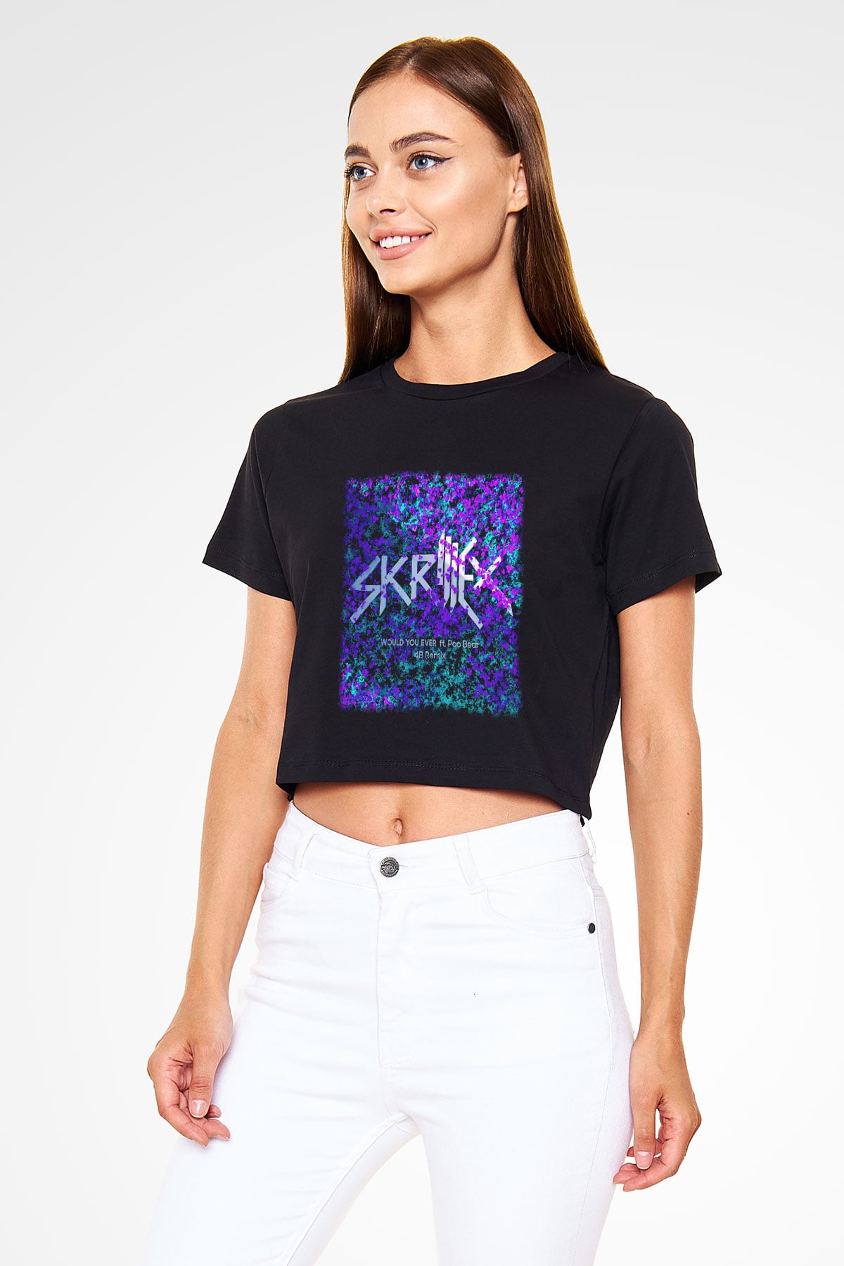 Skrillex Siyah Crop Top Tişört