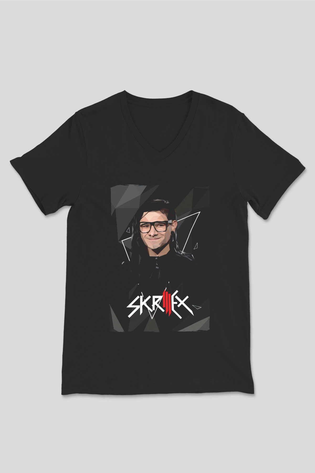 Skrillex Siyah Unisex V Yaka Tişört