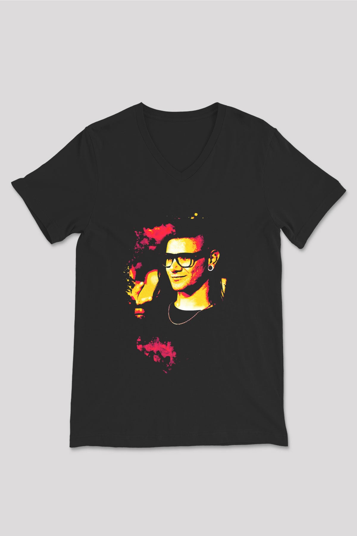 Skrillex Siyah Unisex V Yaka Tişört