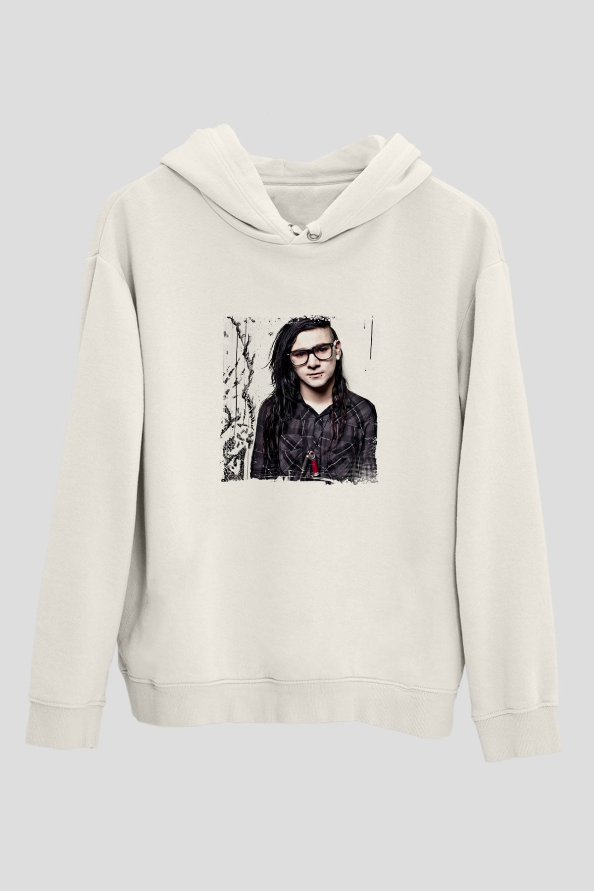 SkrillexBaskılı Beyaz Hoodie