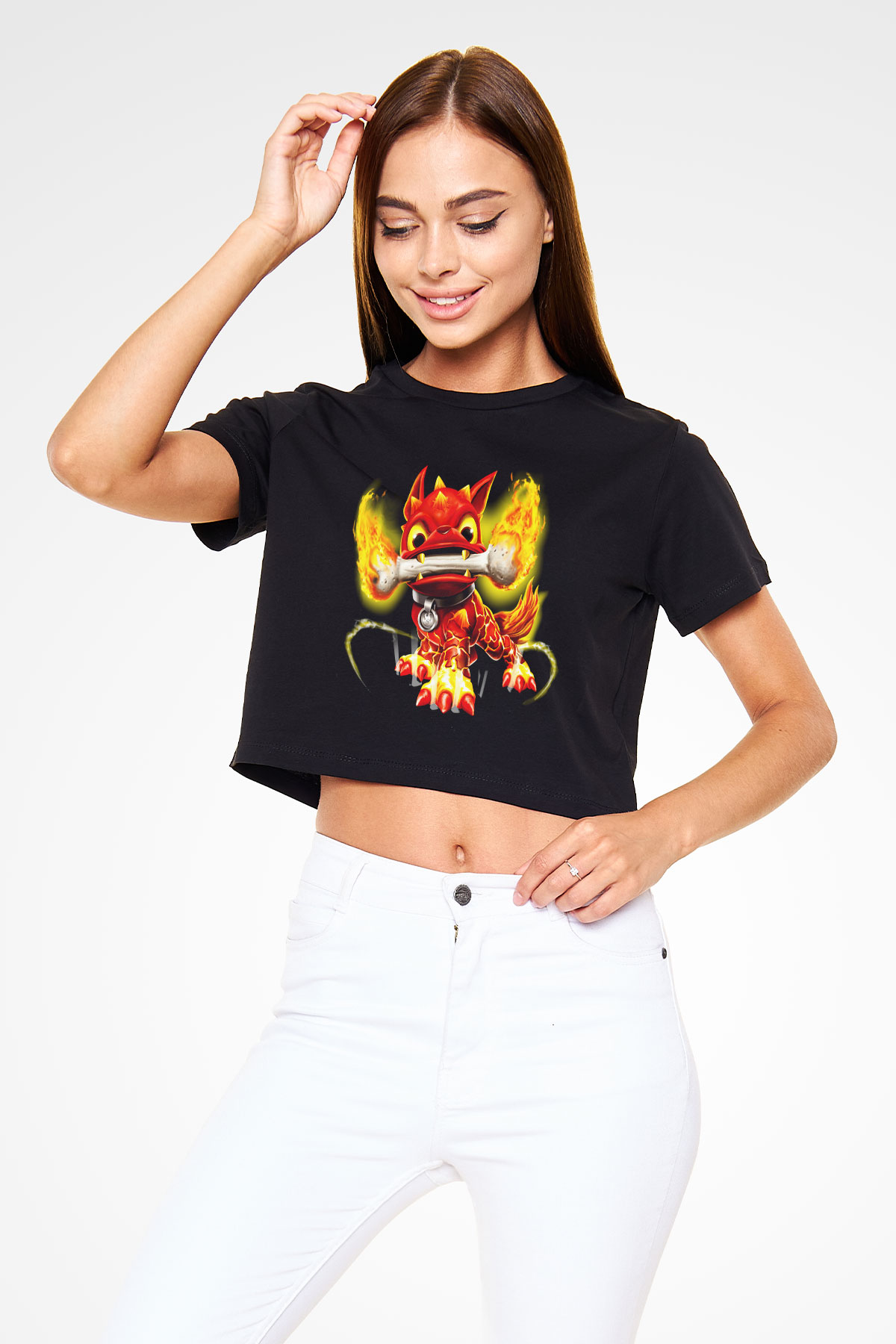 Skylanders Siyah Crop Top Tişört