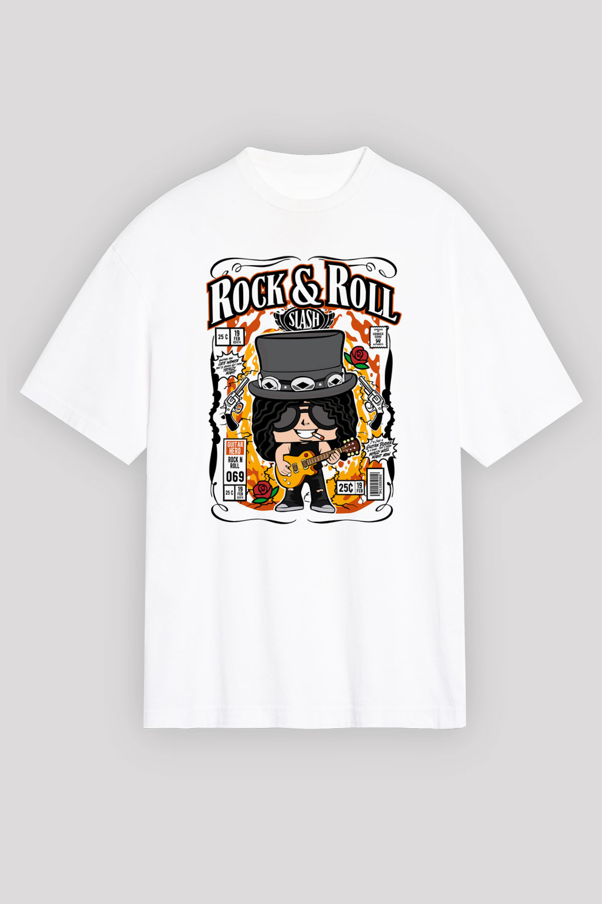 Slash Baskılı Unisex Beyaz Oversize Tişört
