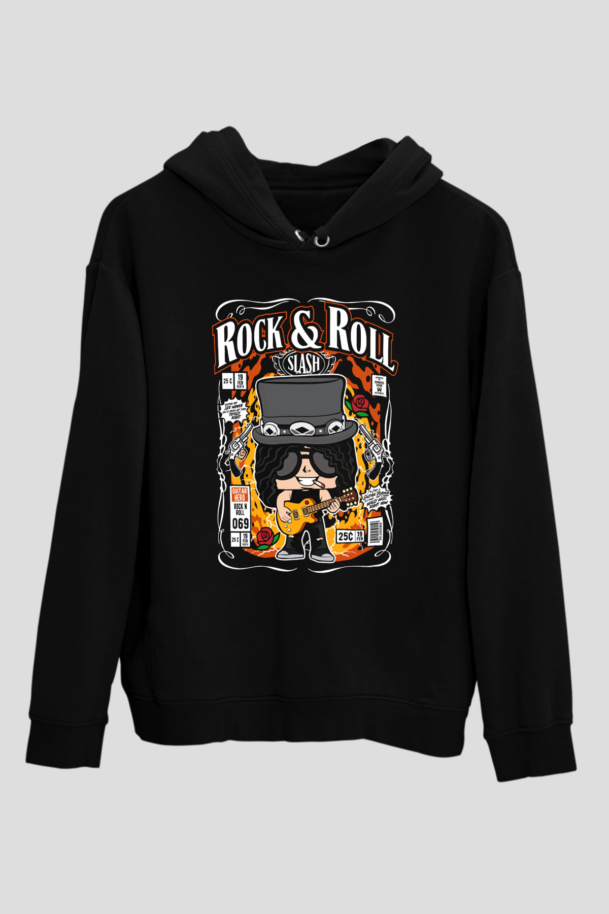 Slash Baskılı Unisex Siyah Hoodie