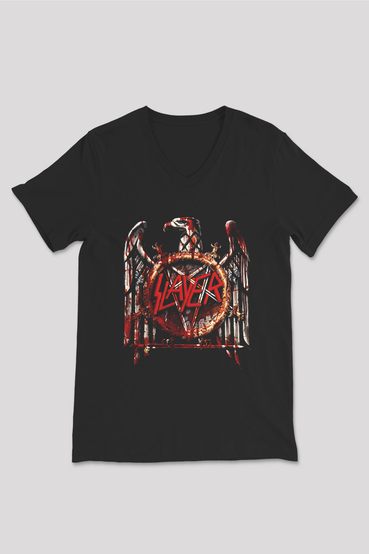 Slayer Siyah Unisex V Yaka Tişört T-Shirt