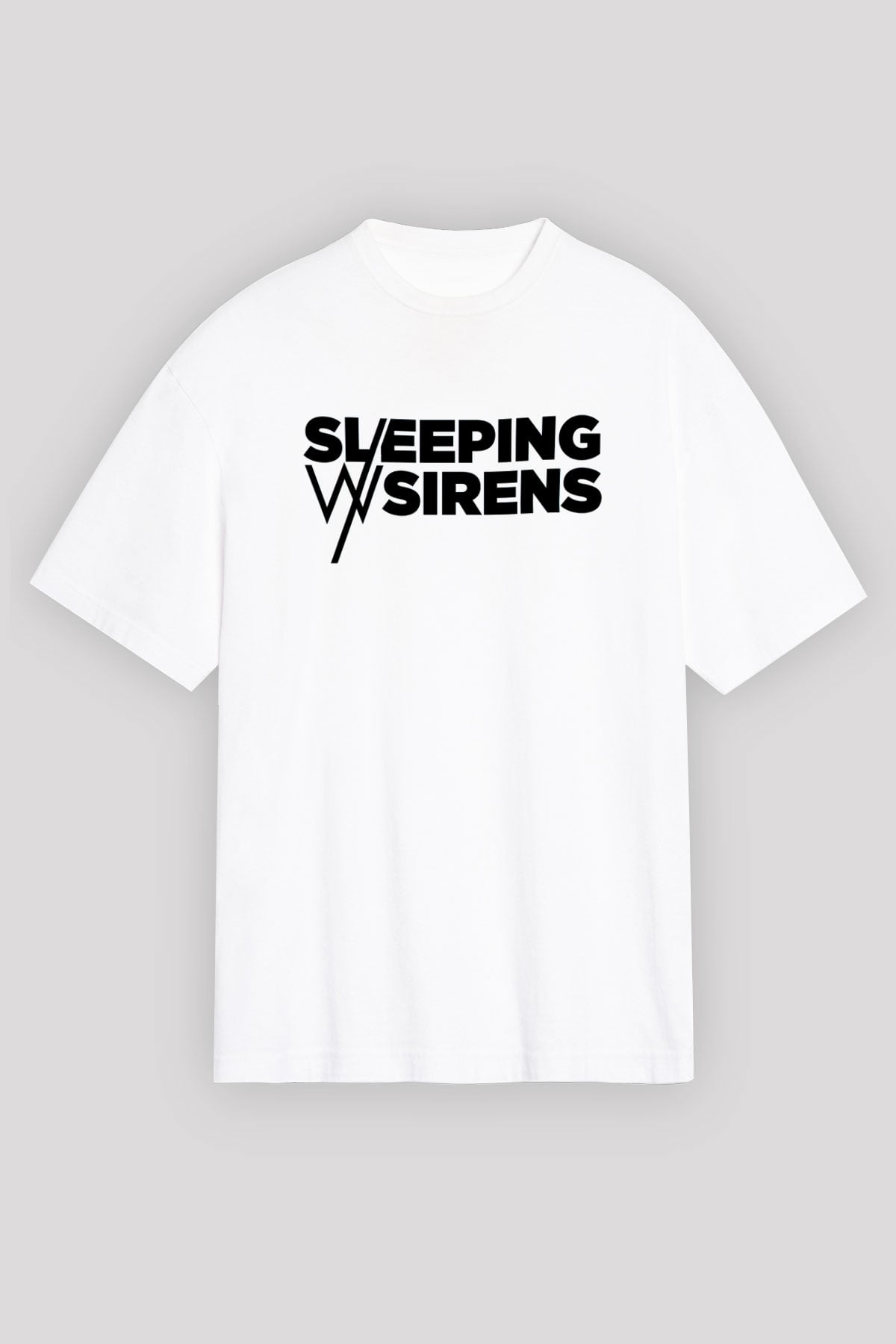 Sleeping with Sirens Beyaz Unisex Oversize Tişört T-Shirt - Oversize Tişört Fabrikası