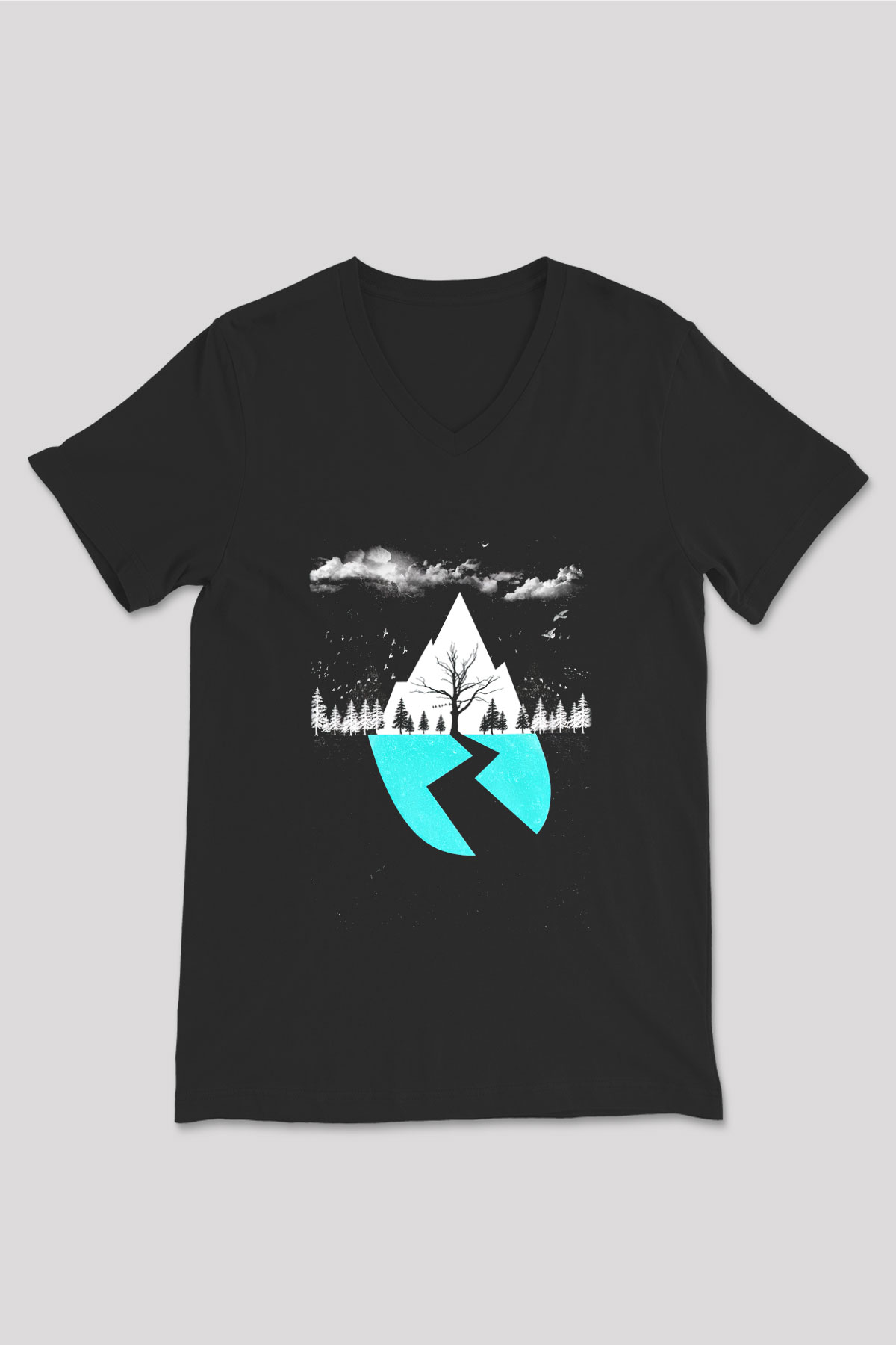 Sleeping with Sirens Siyah Unisex V Yaka Tişört T-Shirt