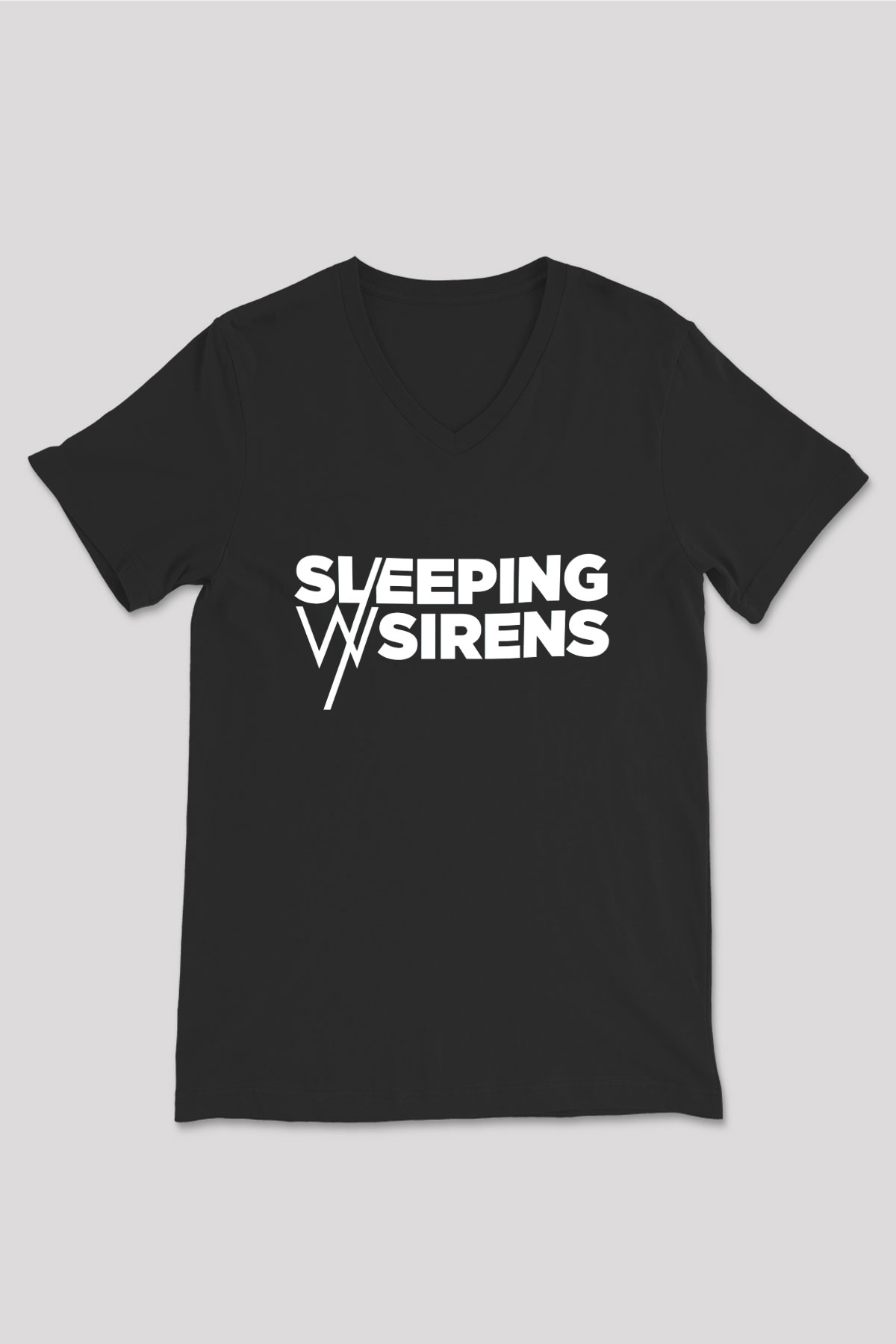 Sleeping with Sirens Siyah Unisex V Yaka Tişört T-Shirt