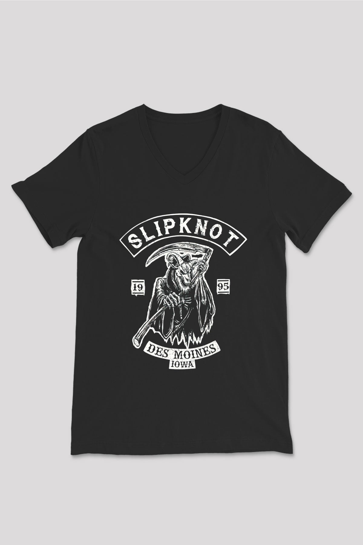 Slipknot Siyah Unisex V Yaka Tişört T-Shirt