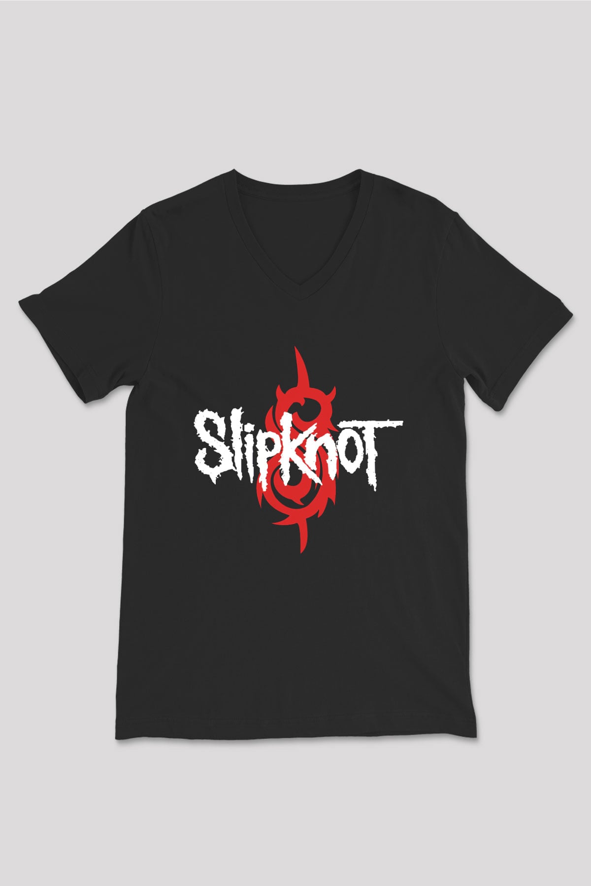 Slipknot Siyah Unisex V Yaka Tişört T-Shirt