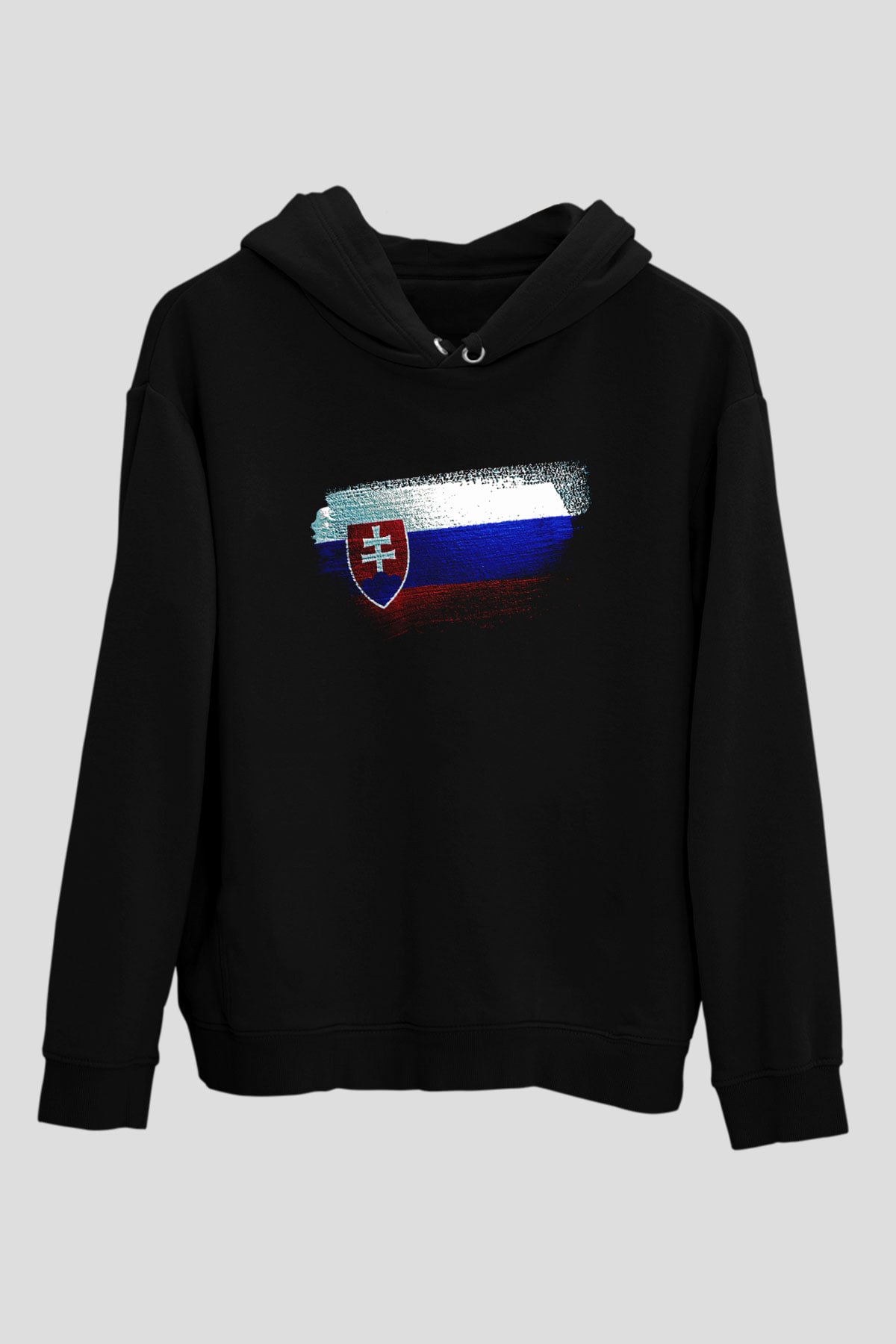 Slovakya - Slovakia Bayrağı Baskılı Unisex Siyah Kapüşonlu Sweatshirt