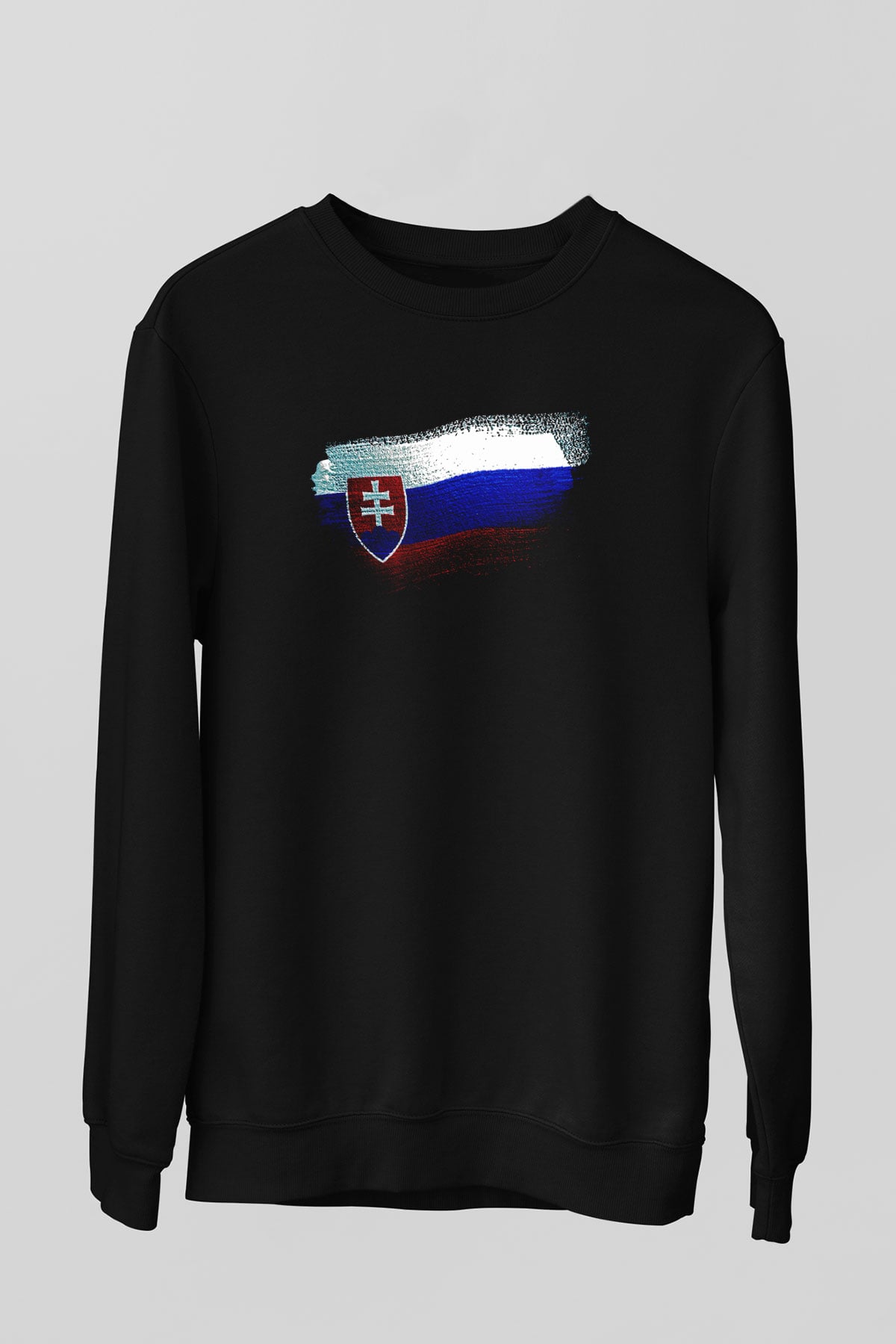 Slovakya - Slovakia Bayrağı Baskılı Unisex Siyah Sweatshirt