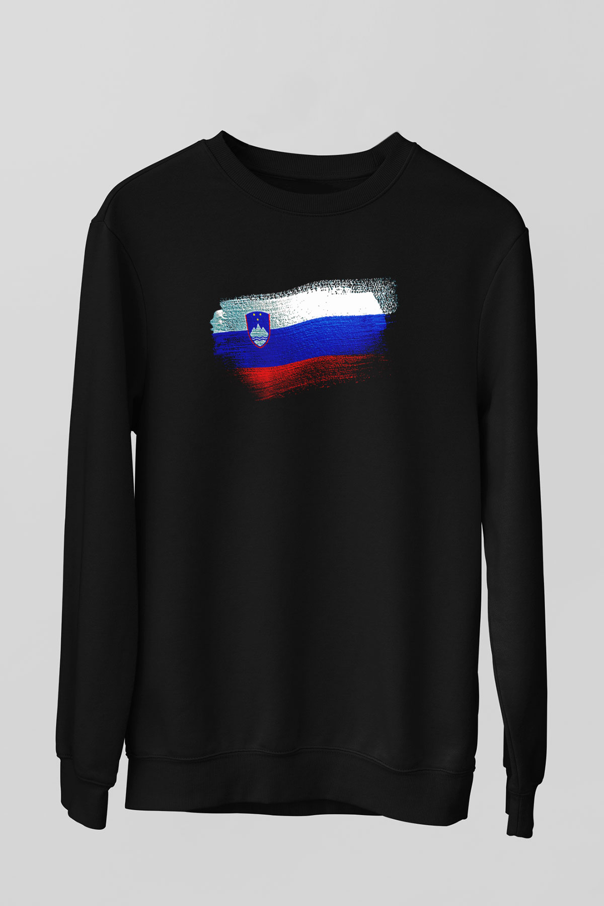 Slovenya - Slovenia Bayrağı Baskılı Unisex Siyah Sweatshirt