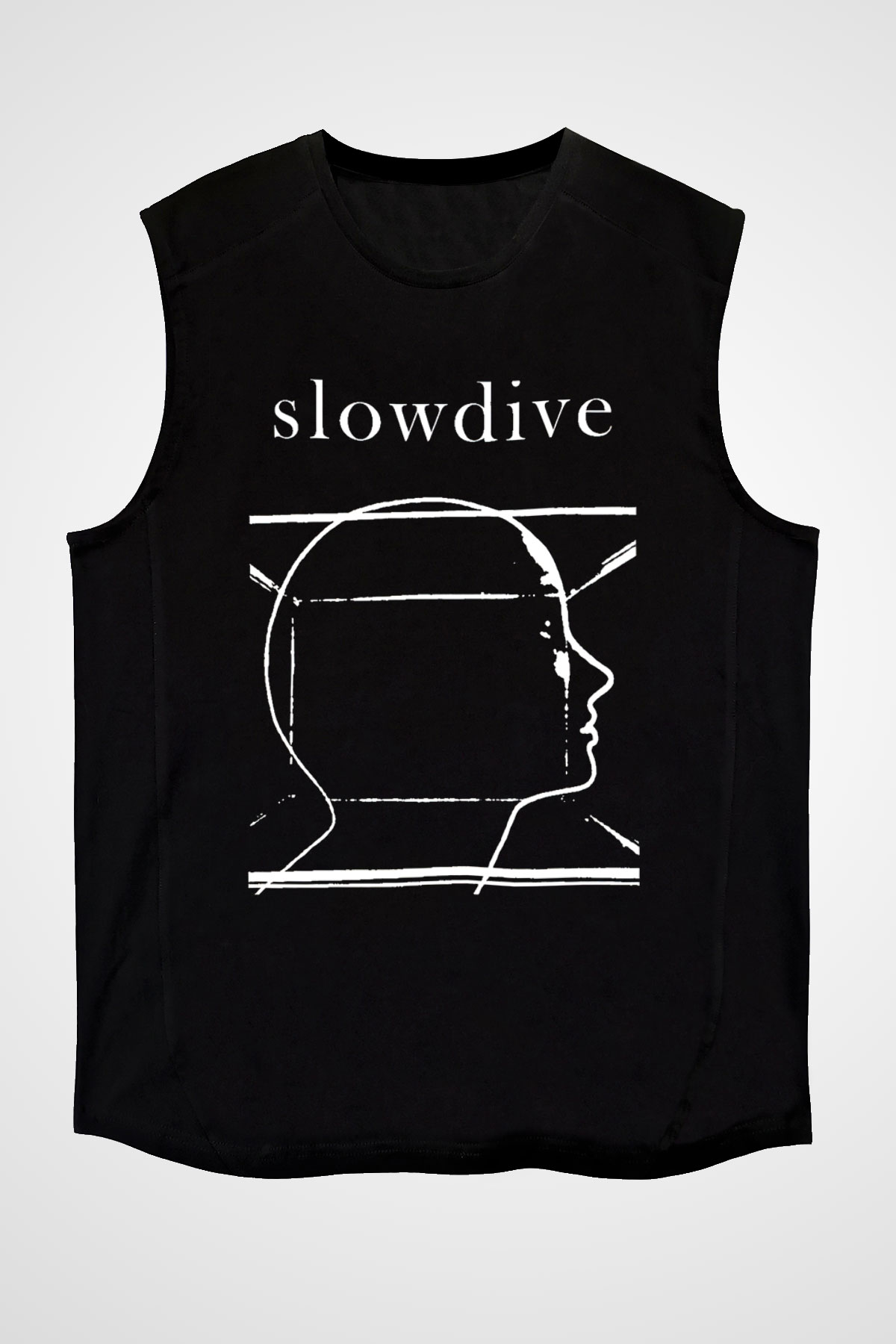 Slowdive Baskılı Unisex Siyah Kolsuz Tişört - Tshirt