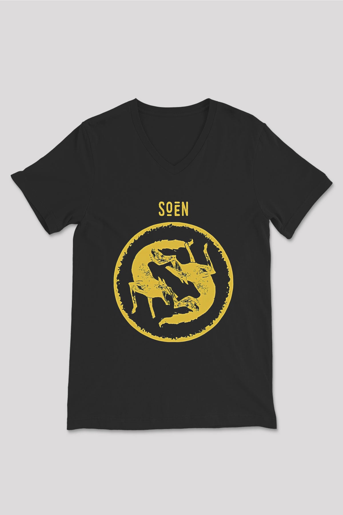 Slowdive Baskılı Unisex Siyah V Yaka Tişört - Tshirt