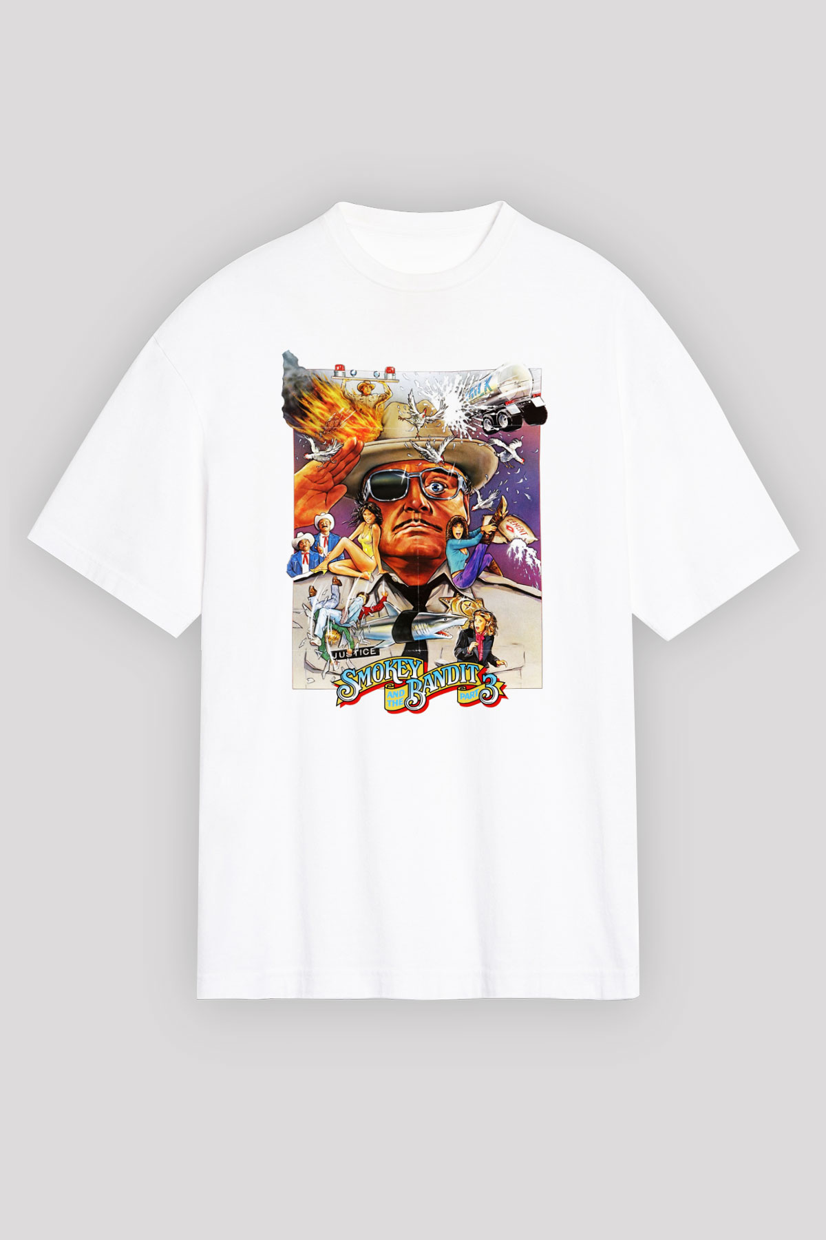 Smokey and the Bandit Beyaz Unisex Oversize Tişört