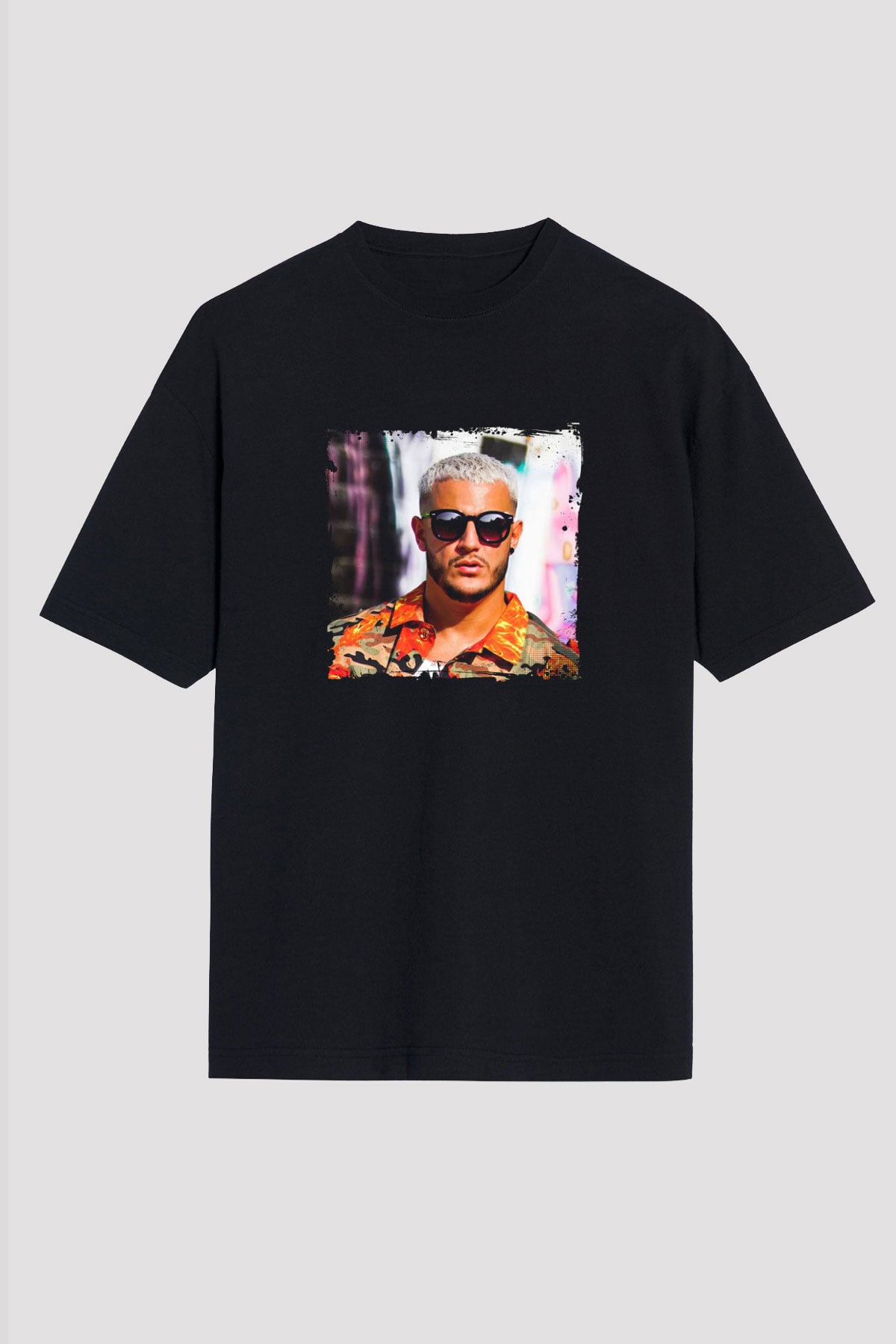 Snake Baskılı Unisex Oversize Siyah Tişört