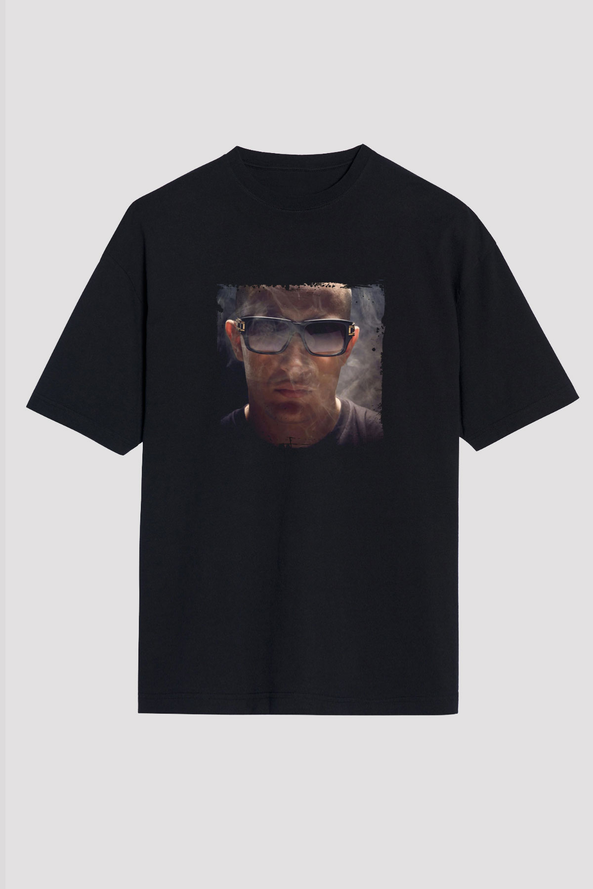 Snake Baskılı Unisex Oversize Siyah Tişört