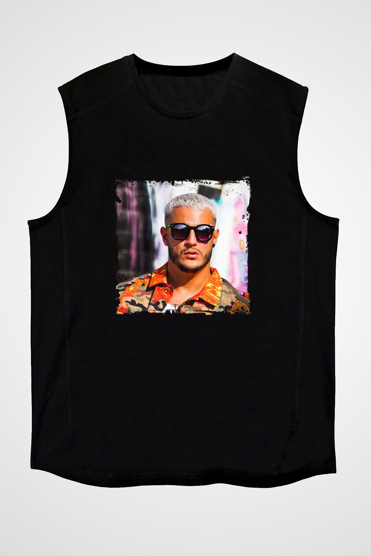 Snake Baskılı Unisex Siyah Kolsuz Tişört