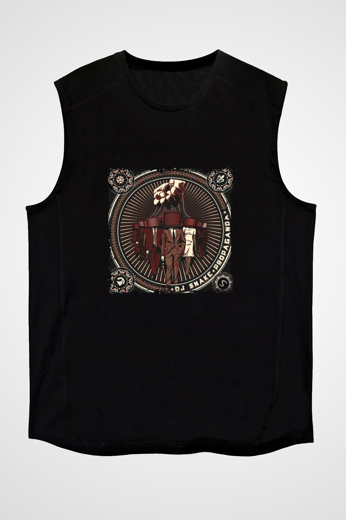 Snake Baskılı Unisex Siyah Kolsuz Tişört