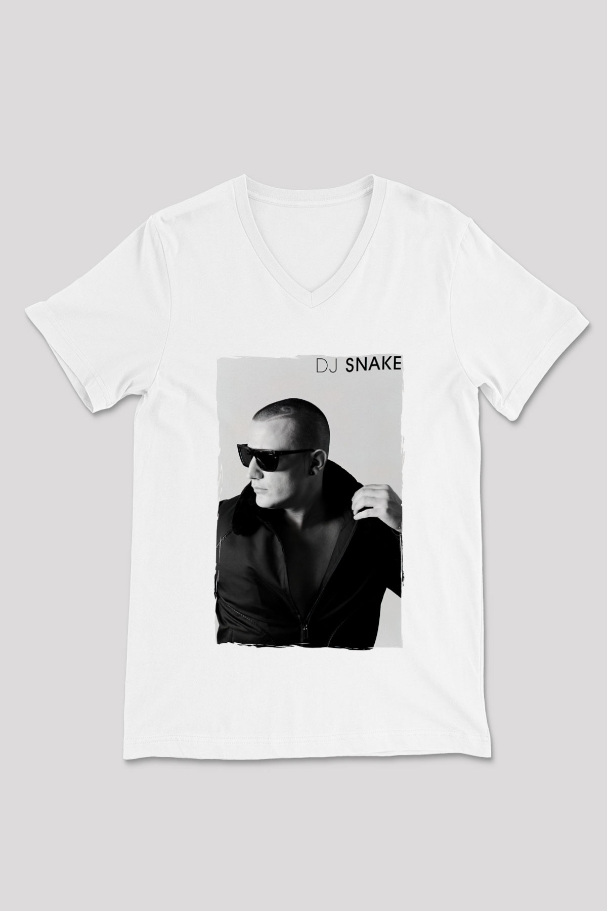 Snake Beyaz Unisex V Yaka Tişört