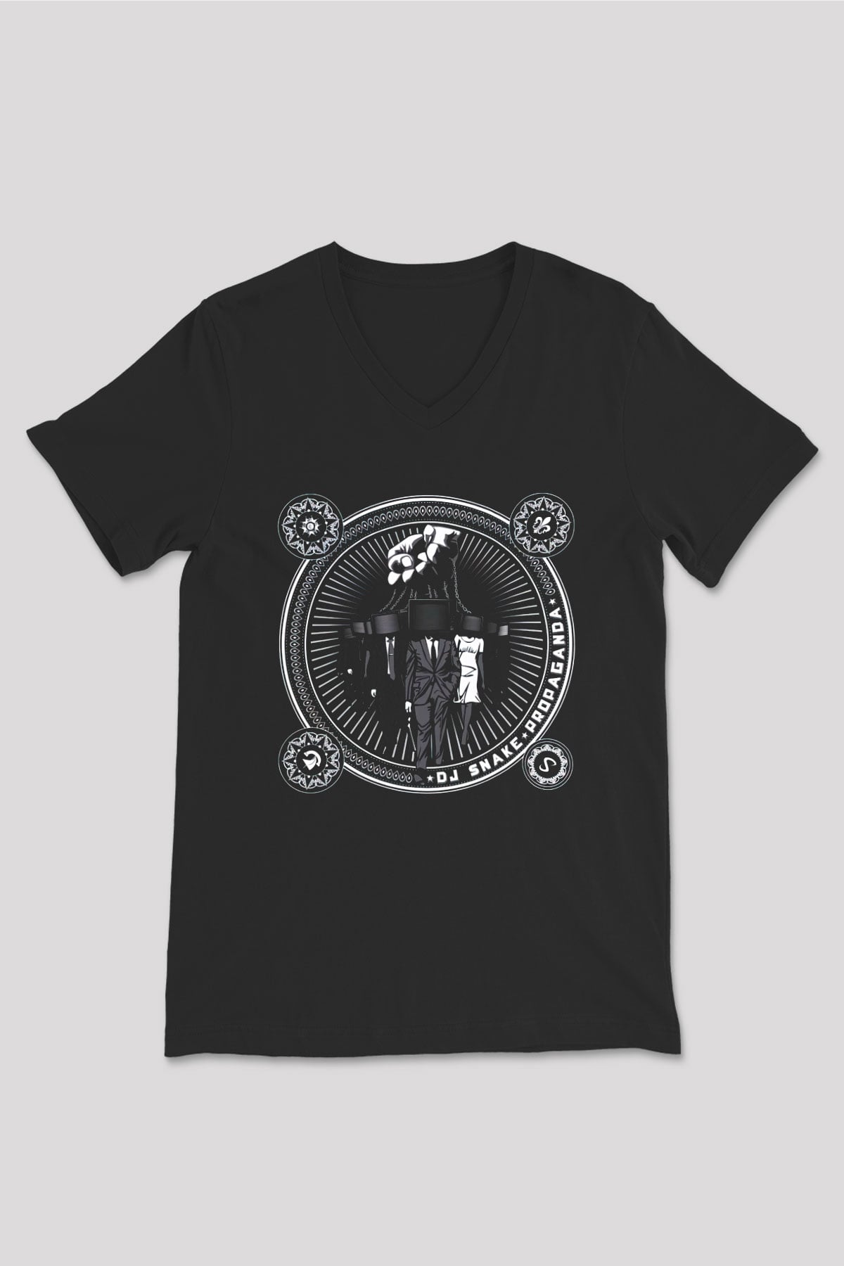 Snake Siyah Unisex V Yaka Tişört