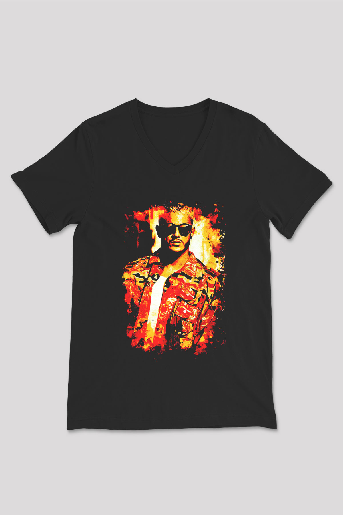 Snake Siyah Unisex V Yaka Tişört