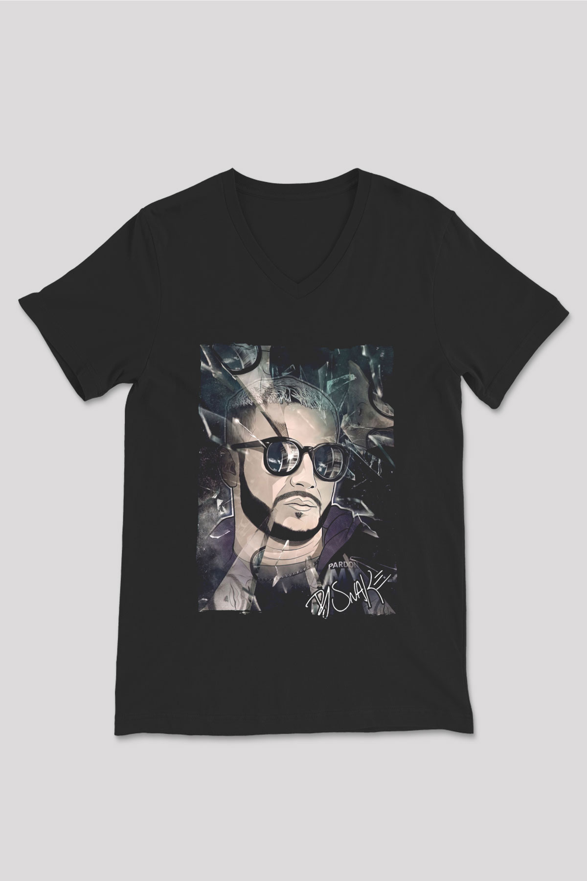Snake Siyah Unisex V Yaka Tişört