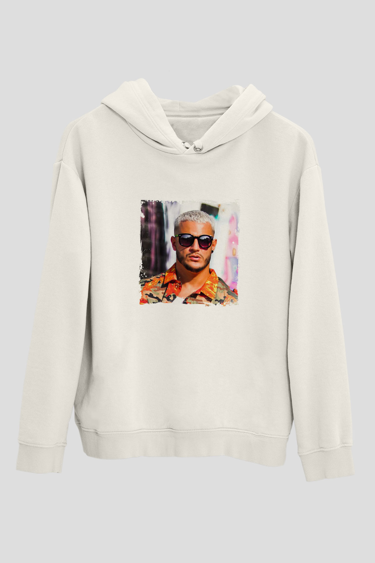 SnakeBaskılı Beyaz Hoodie