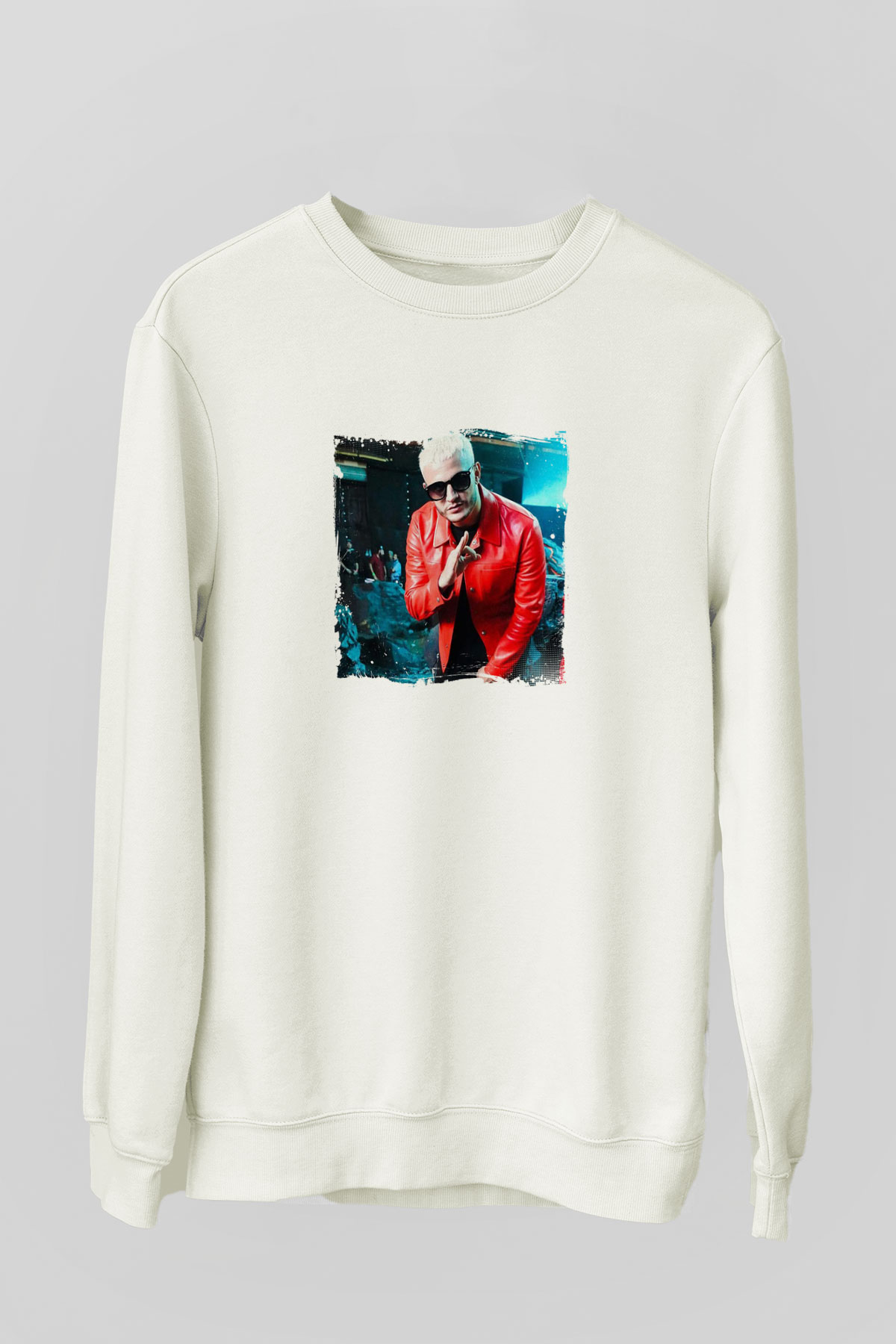 SnakeBaskılı Beyaz Sweatshirt