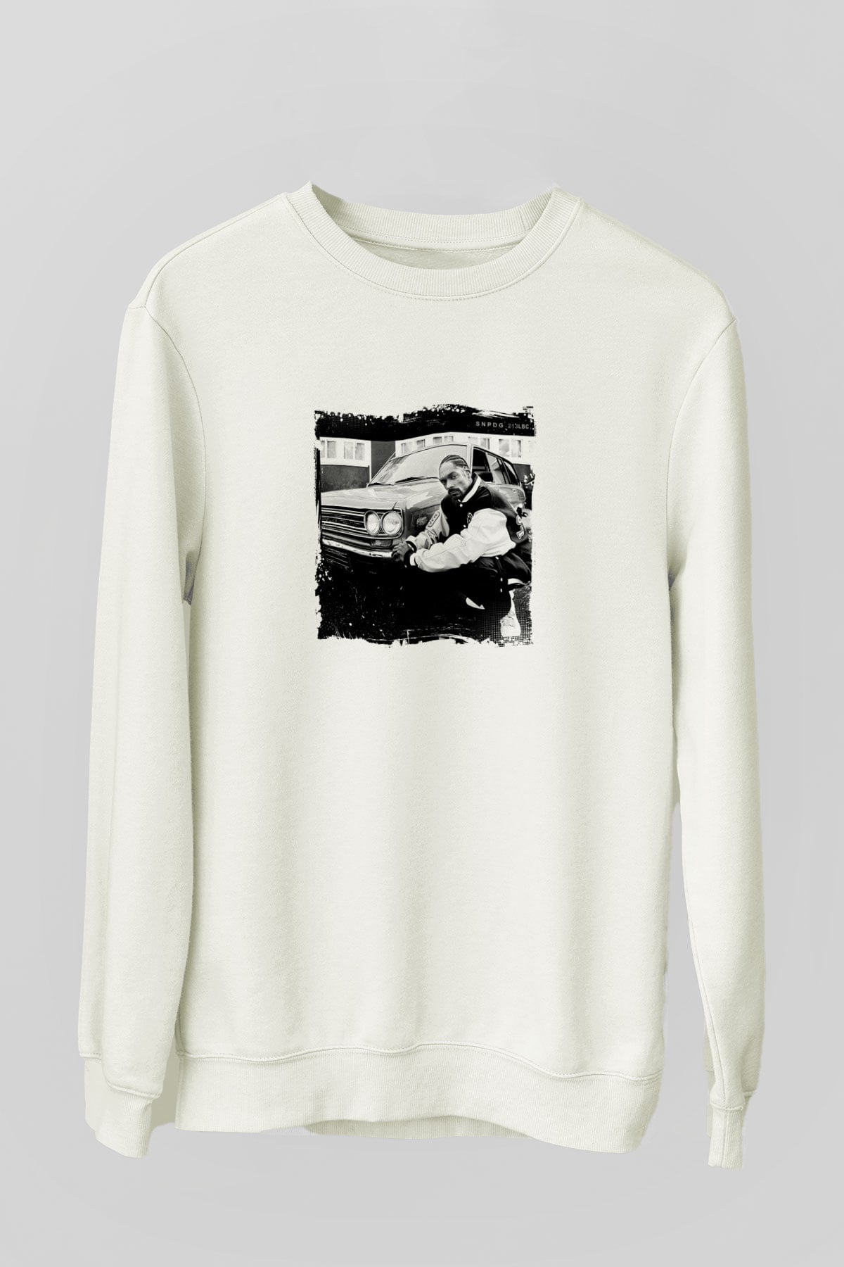 Snoop Dogg Baskılı Unisex Beyaz Sweatshirt