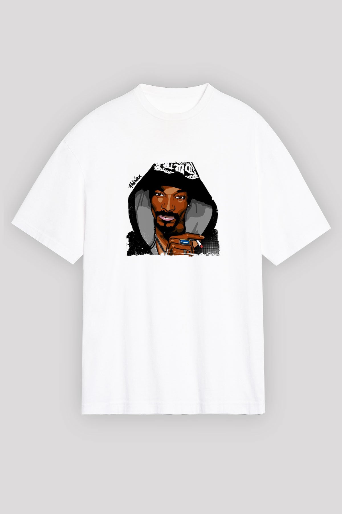 Snoop Dogg Baskılı Unisex Beyaz Tişört