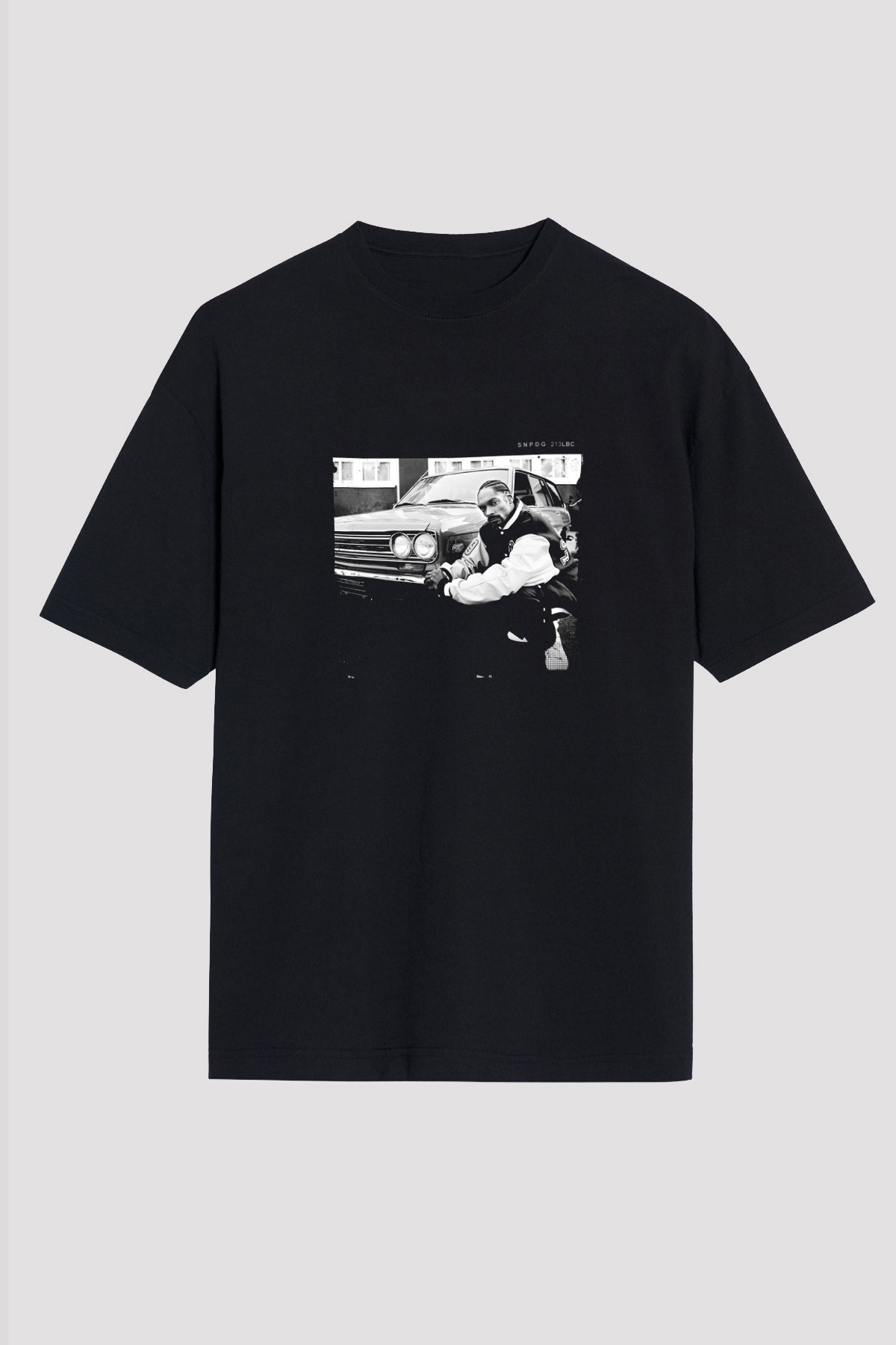 Snoop Dogg Baskılı Unisex Oversize Siyah Tişört