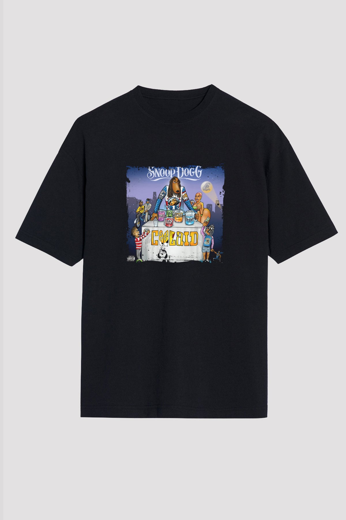 Snoop Dogg Baskılı Unisex Oversize Siyah Tişört