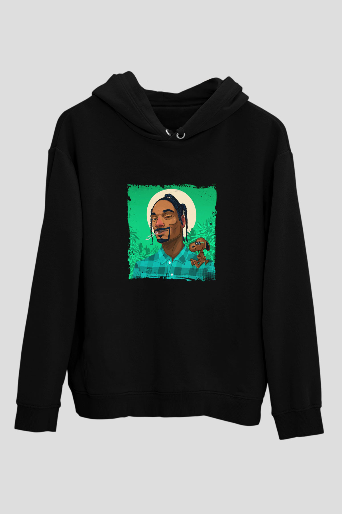 Snoop Dogg Baskılı Unisex Siyah Hoodie