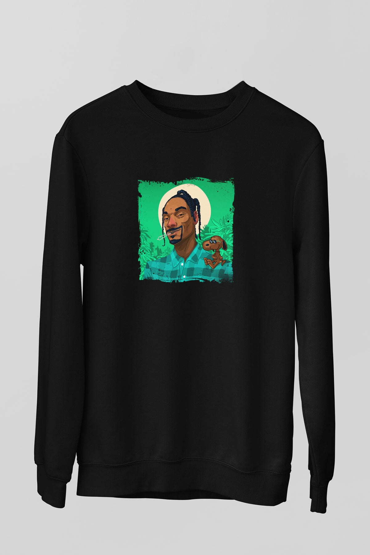 Snoop Dogg Baskılı Unisex Siyah Sweatshirt