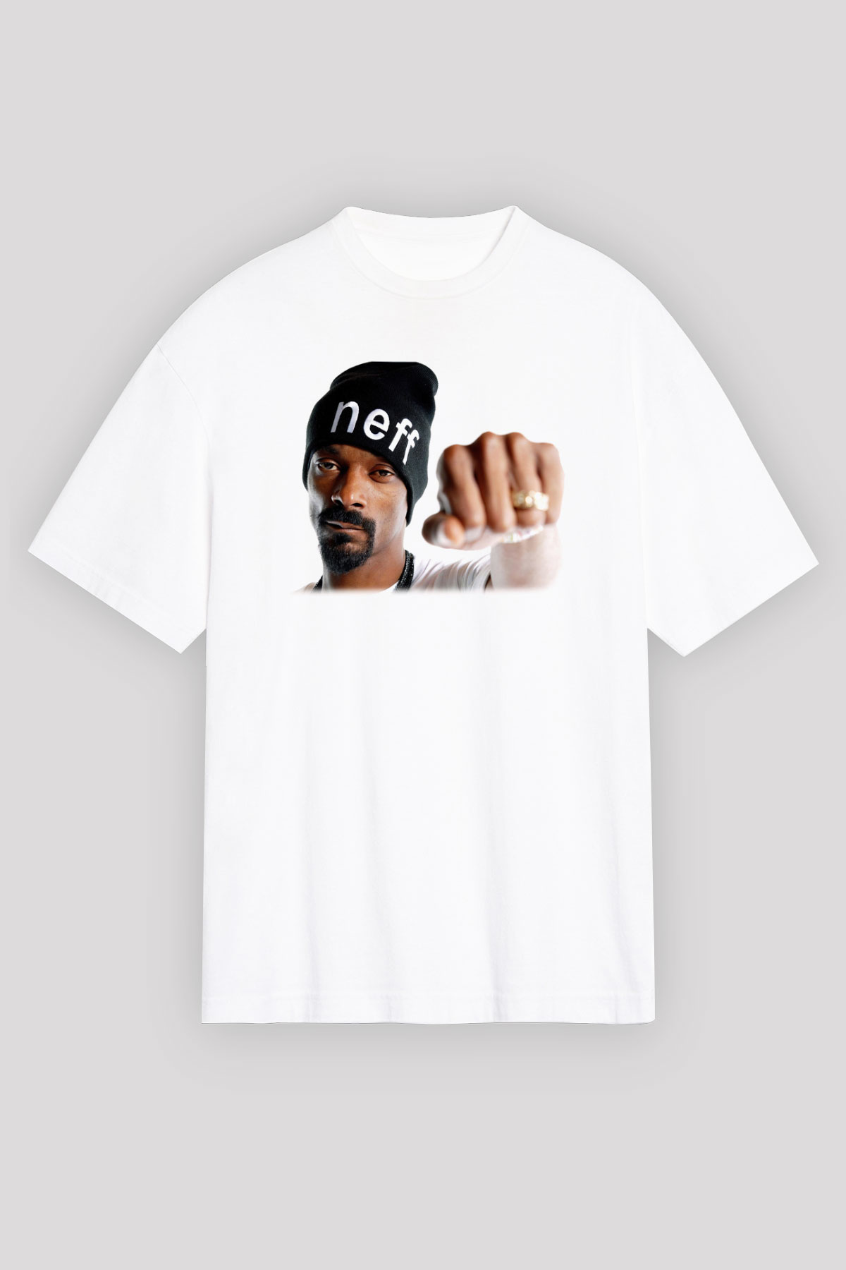 Snoop Dogg Beyaz Unisex Oversize Tişört T-Shirt - Oversize Tişört Fabrikası