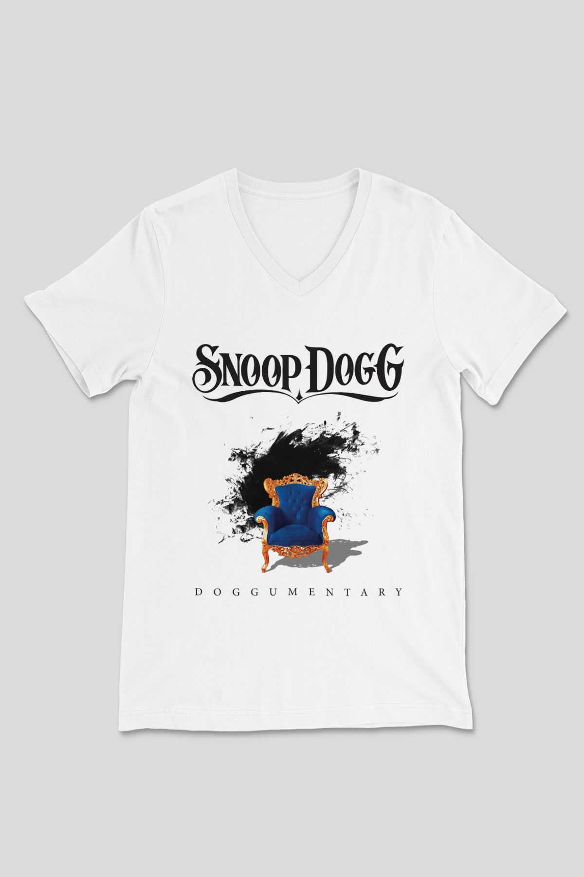 Snoop Dogg Beyaz Unisex V Yaka Tişört T-Shirt - V Yaka Tişört Fabrikası