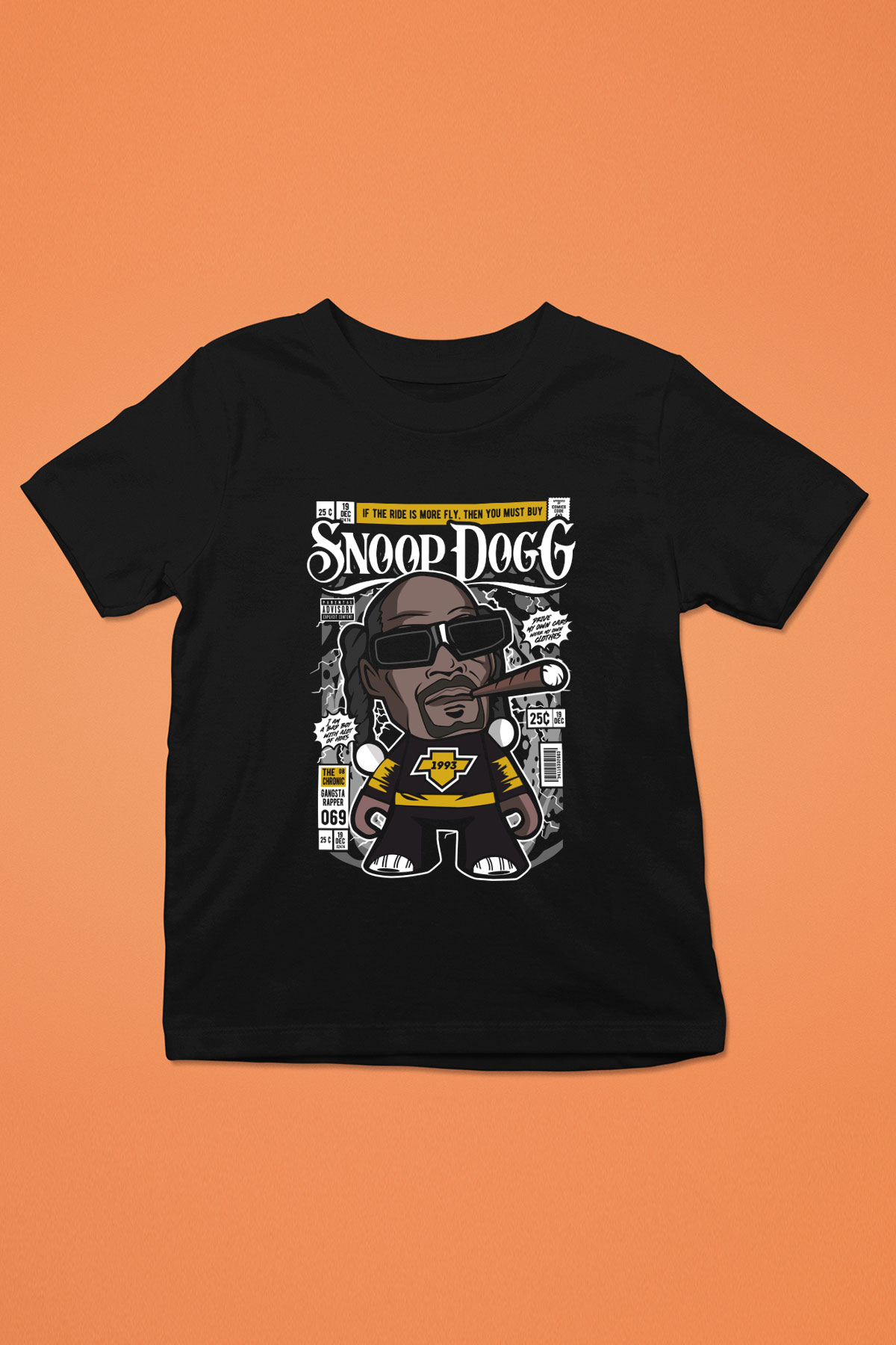 Snop Dog Baskılı Unisex Siyah Çocuk Tişört