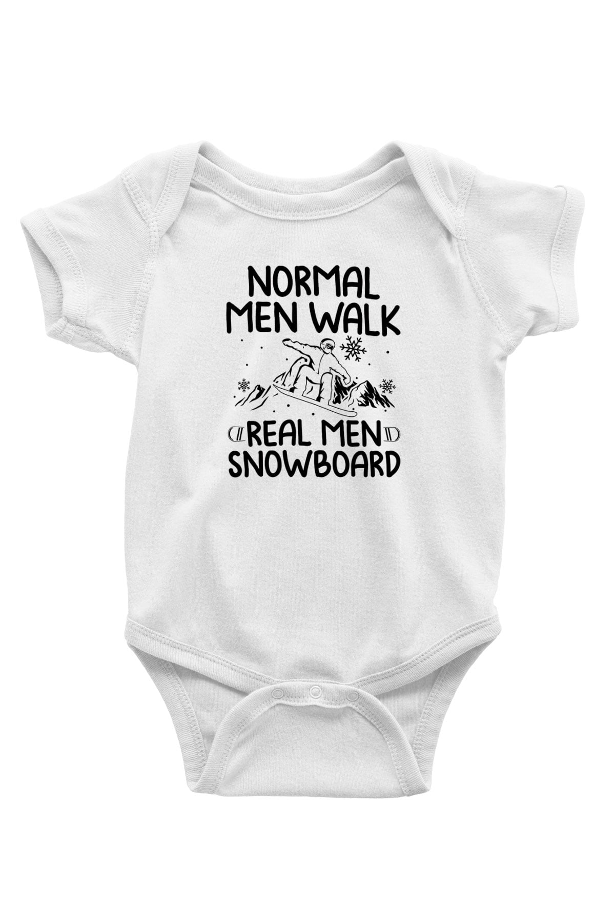 Snowboarding Baskılı Beyaz Bebek Body - Zıbın