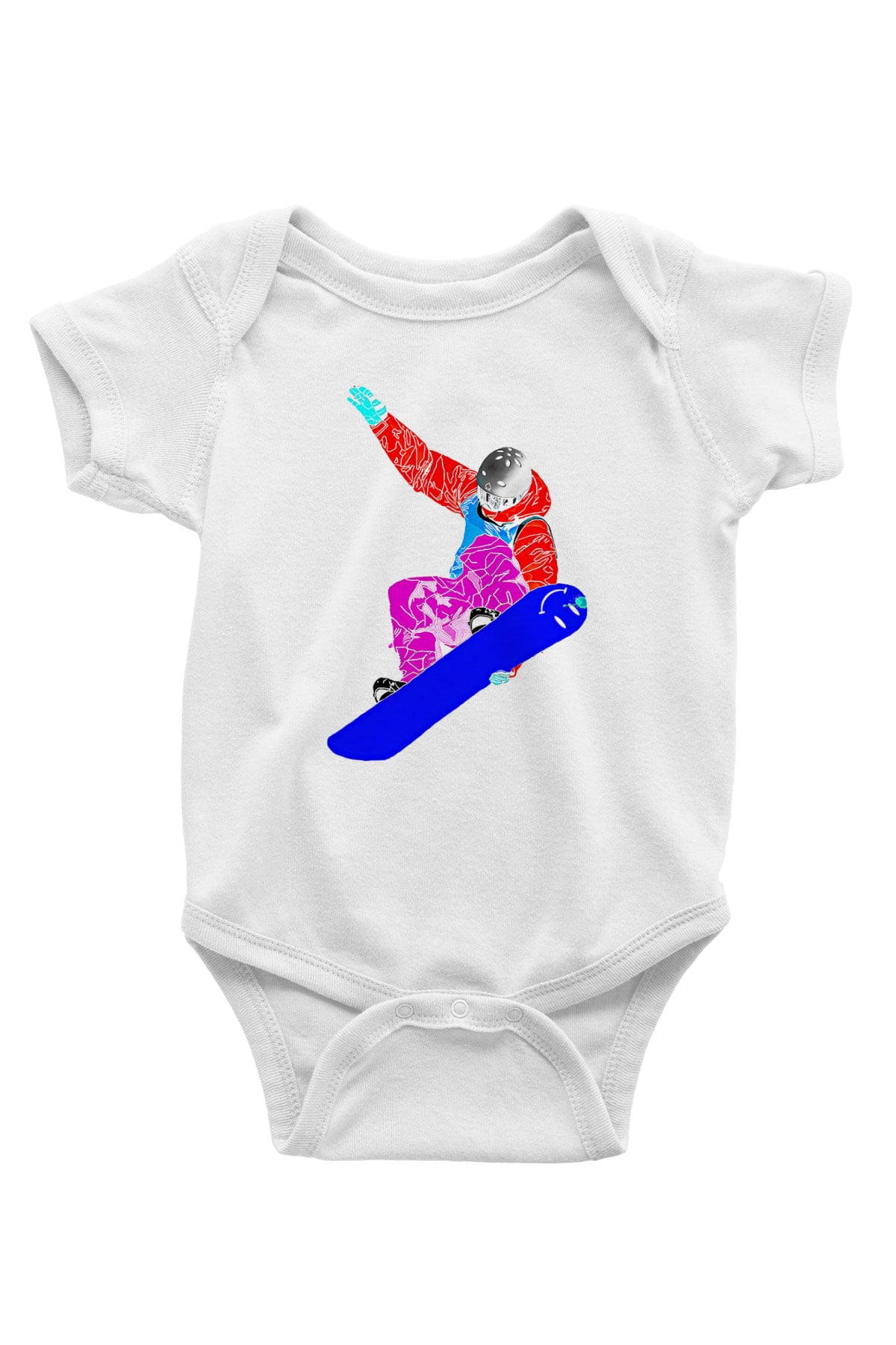Snowboarding Baskılı Beyaz Bebek Body - Zıbın
