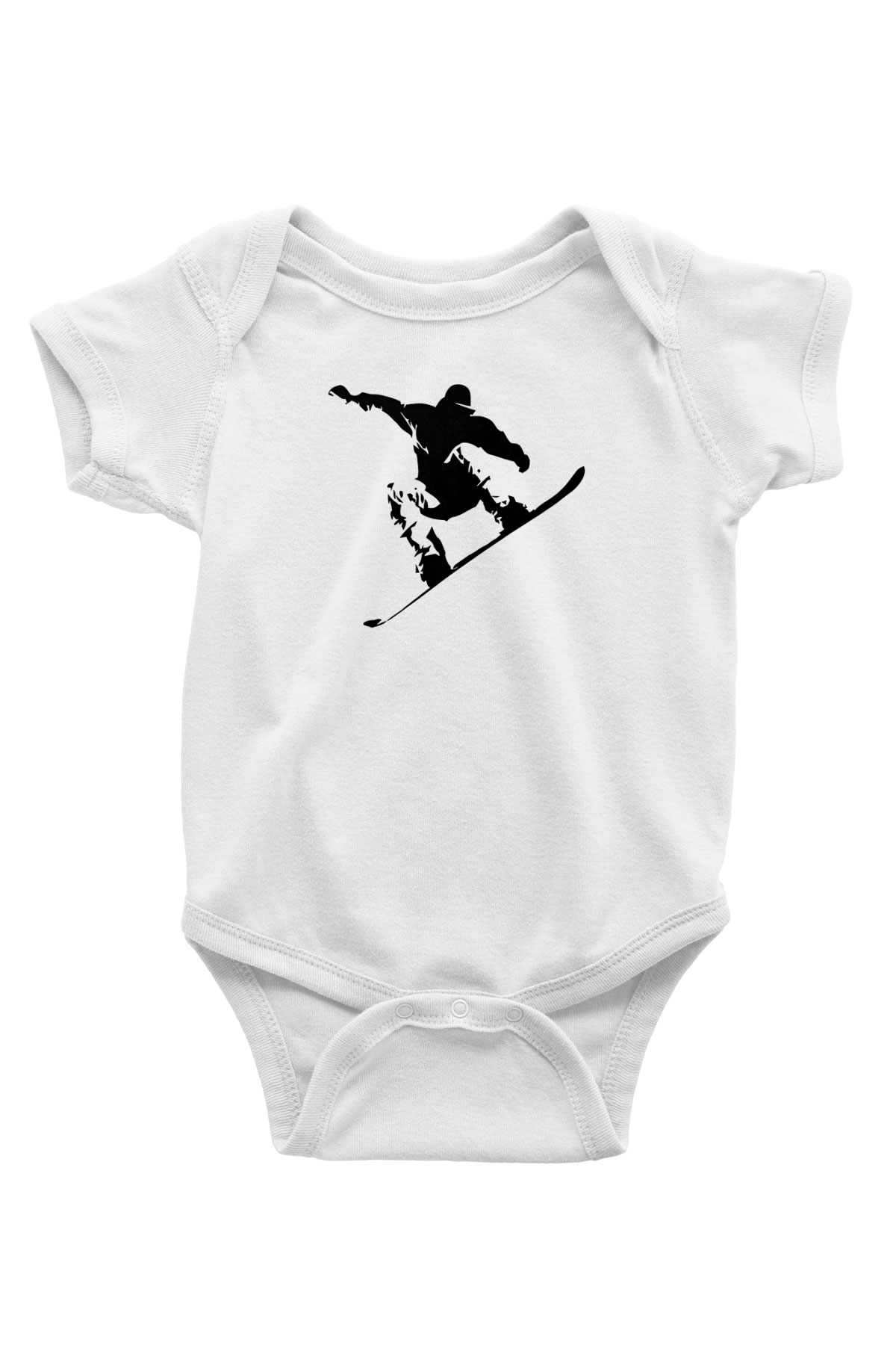 Snowboarding Baskılı Beyaz Bebek Body - Zıbın