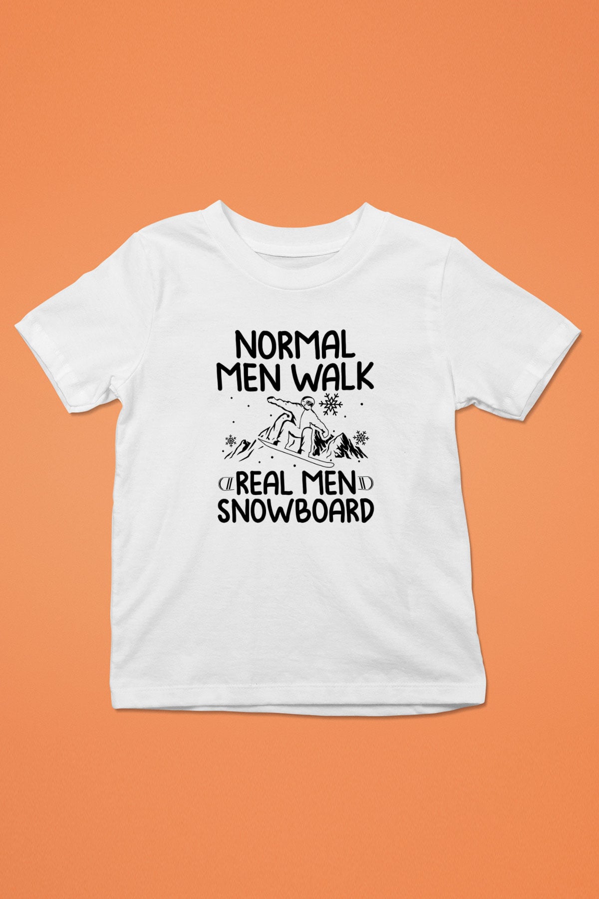 Snowboarding Baskılı Unisex Beyaz Çocuk Tişört - Tshirt
