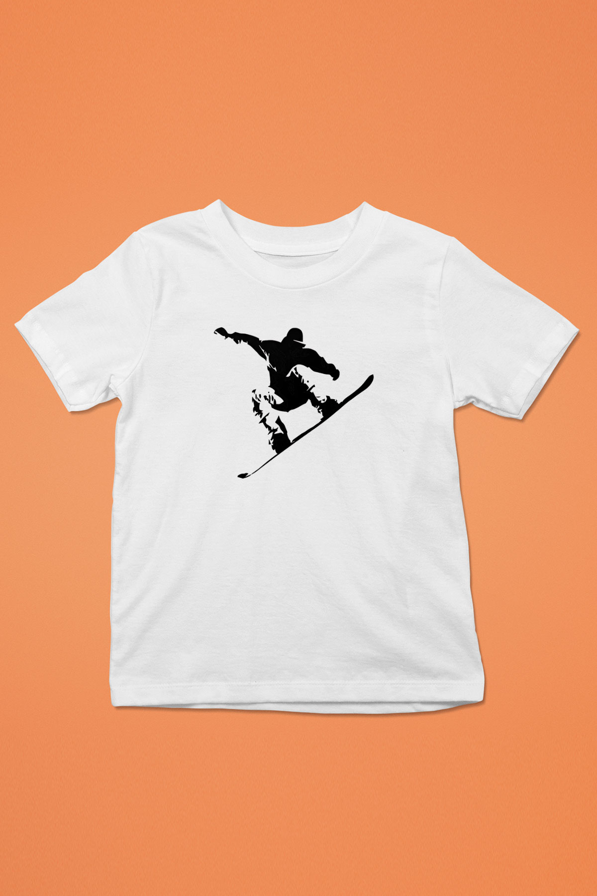 Snowboarding Baskılı Unisex Beyaz Çocuk Tişört - Tshirt