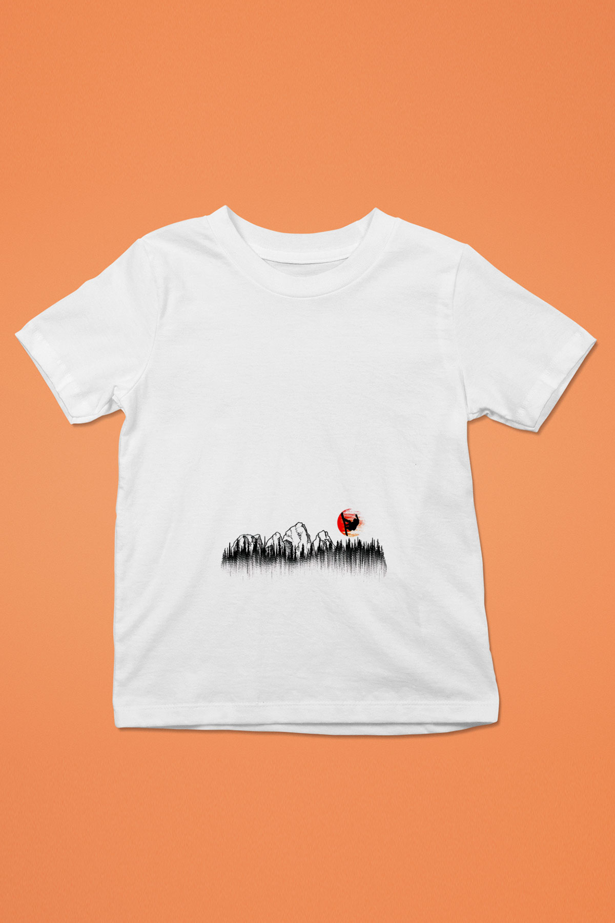 Snowboarding Baskılı Unisex Beyaz Çocuk Tişört - Tshirt