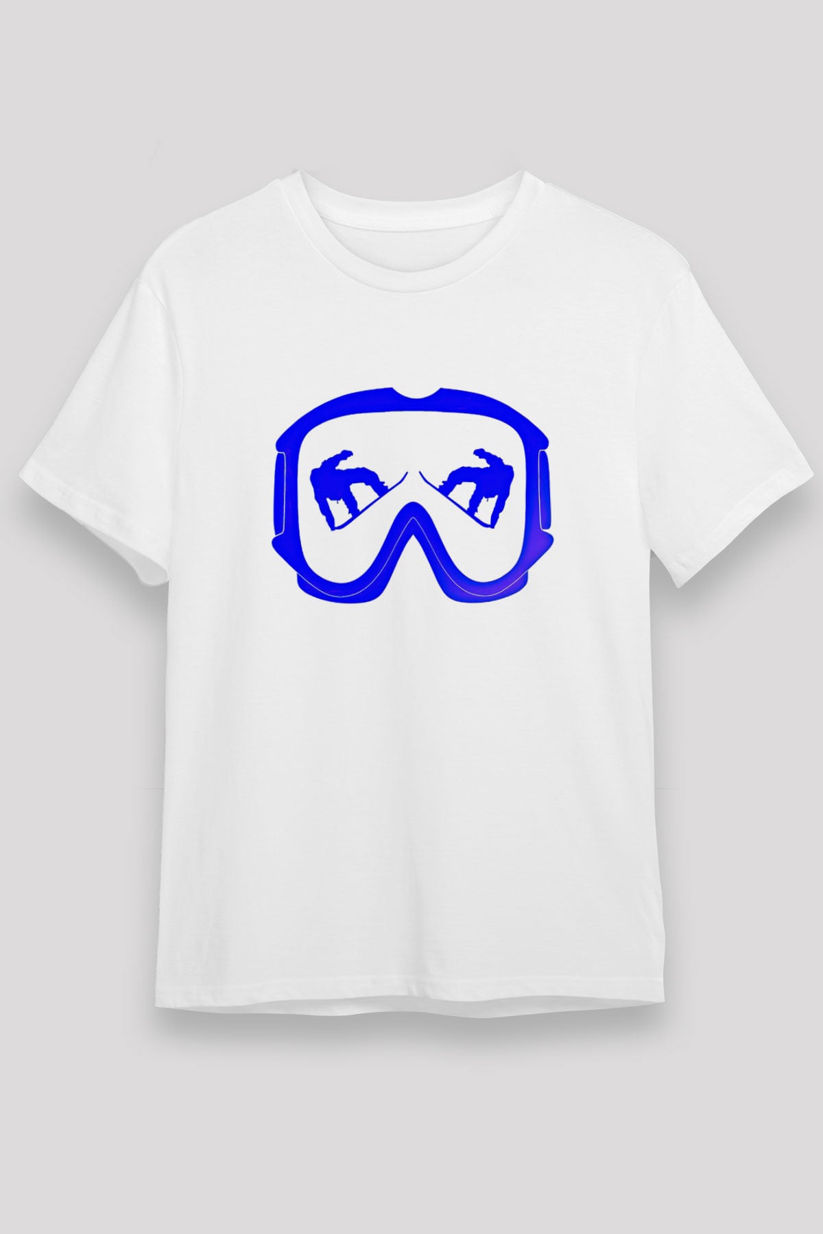 Snowboarding Baskılı Unisex Beyaz Tişört - Tshirt