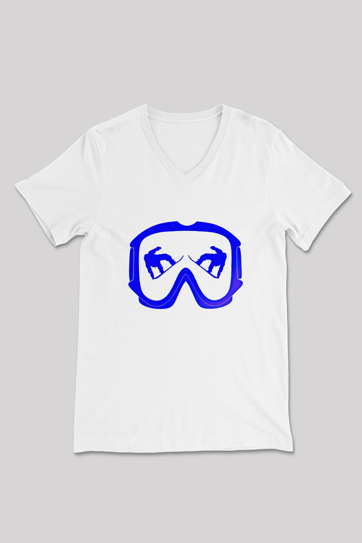 Snowboarding Baskılı Unisex V Yaka Tişört - Tshirt