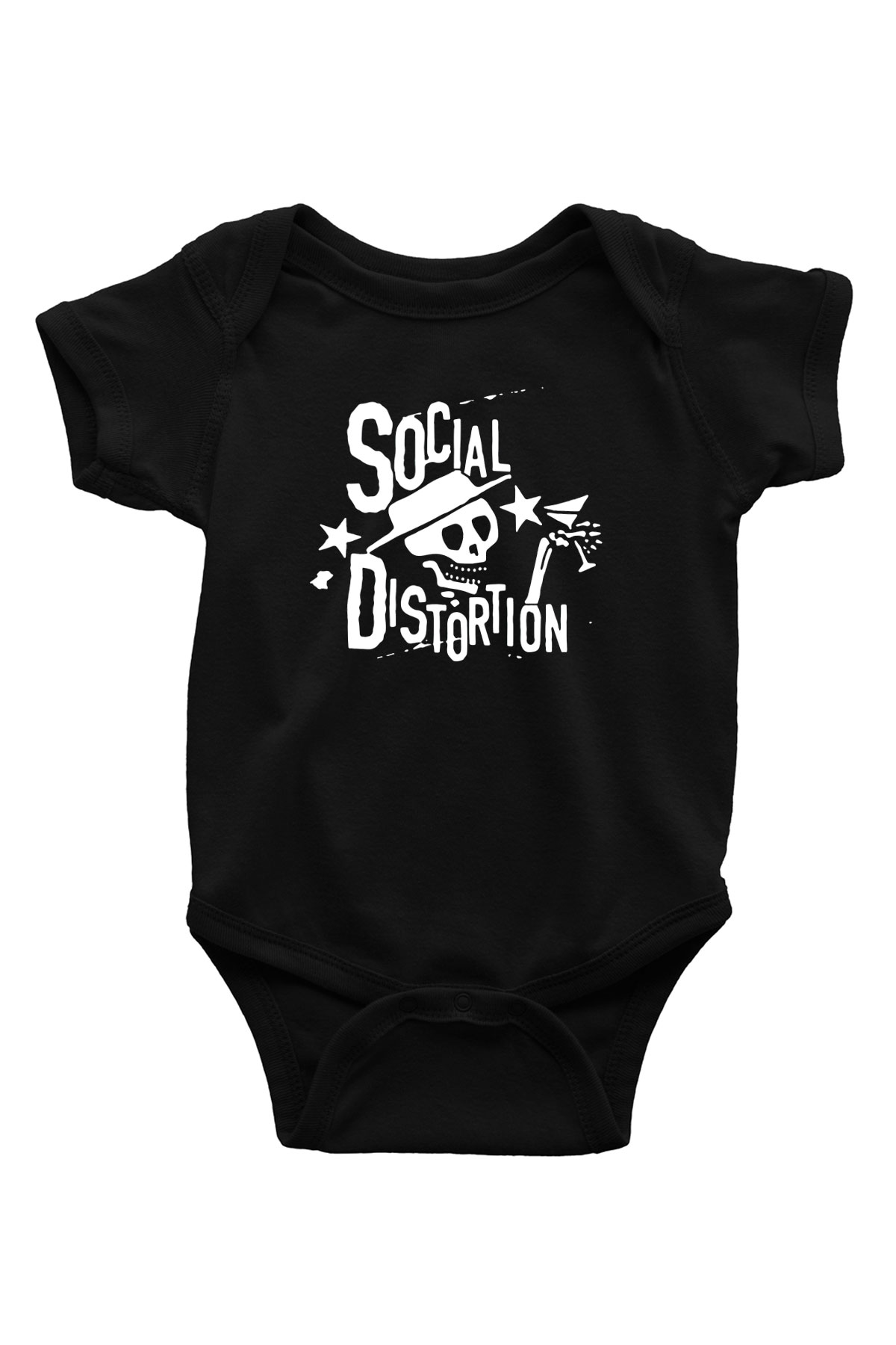 Social Distortion Baskılı Siyah Bebek Body - Zıbın