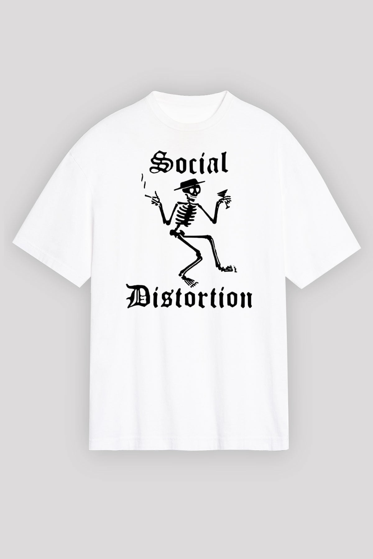 Social Distortion Beyaz Unisex Oversize Tişört T-Shirt - Oversize Tişört Fabrikası