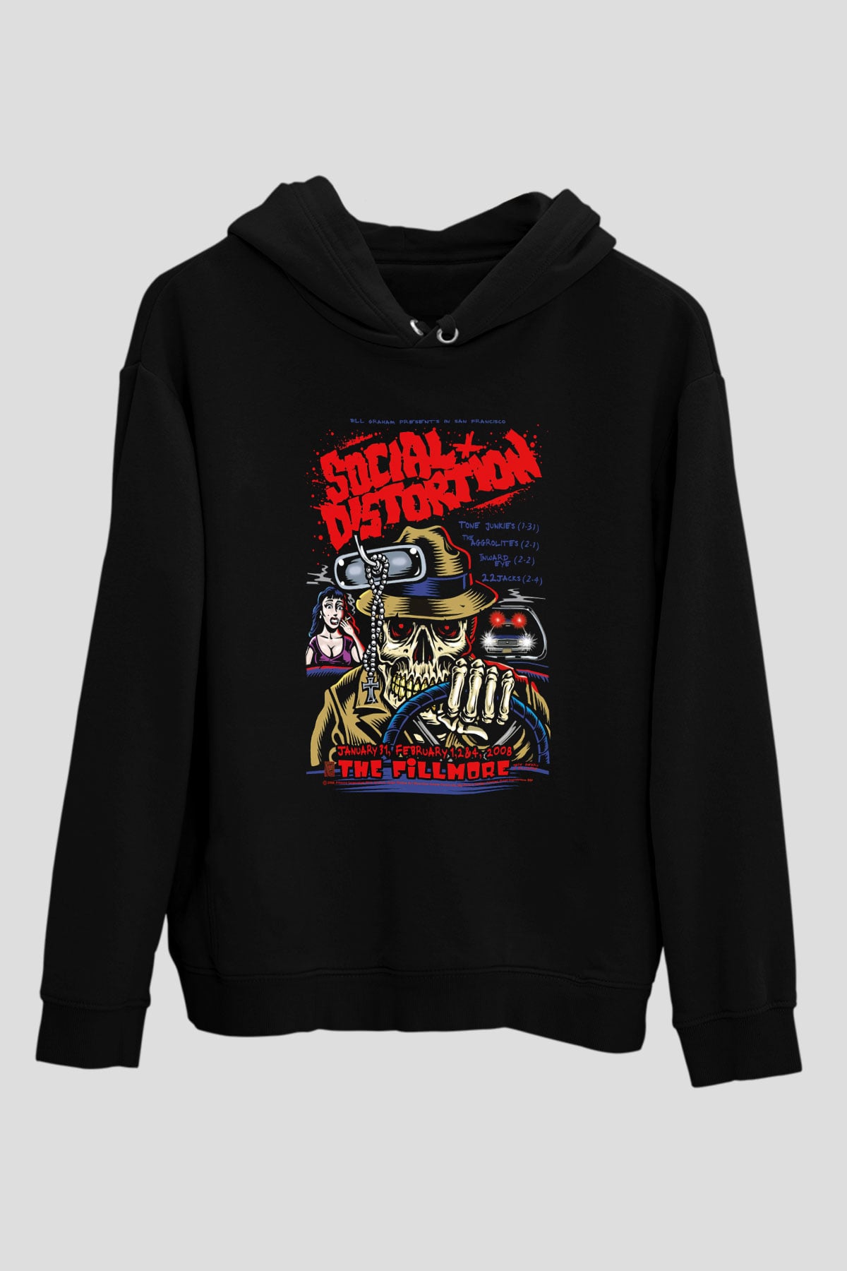 Social Distortion Siyah Unisex Kapşonlu Sweatshirt